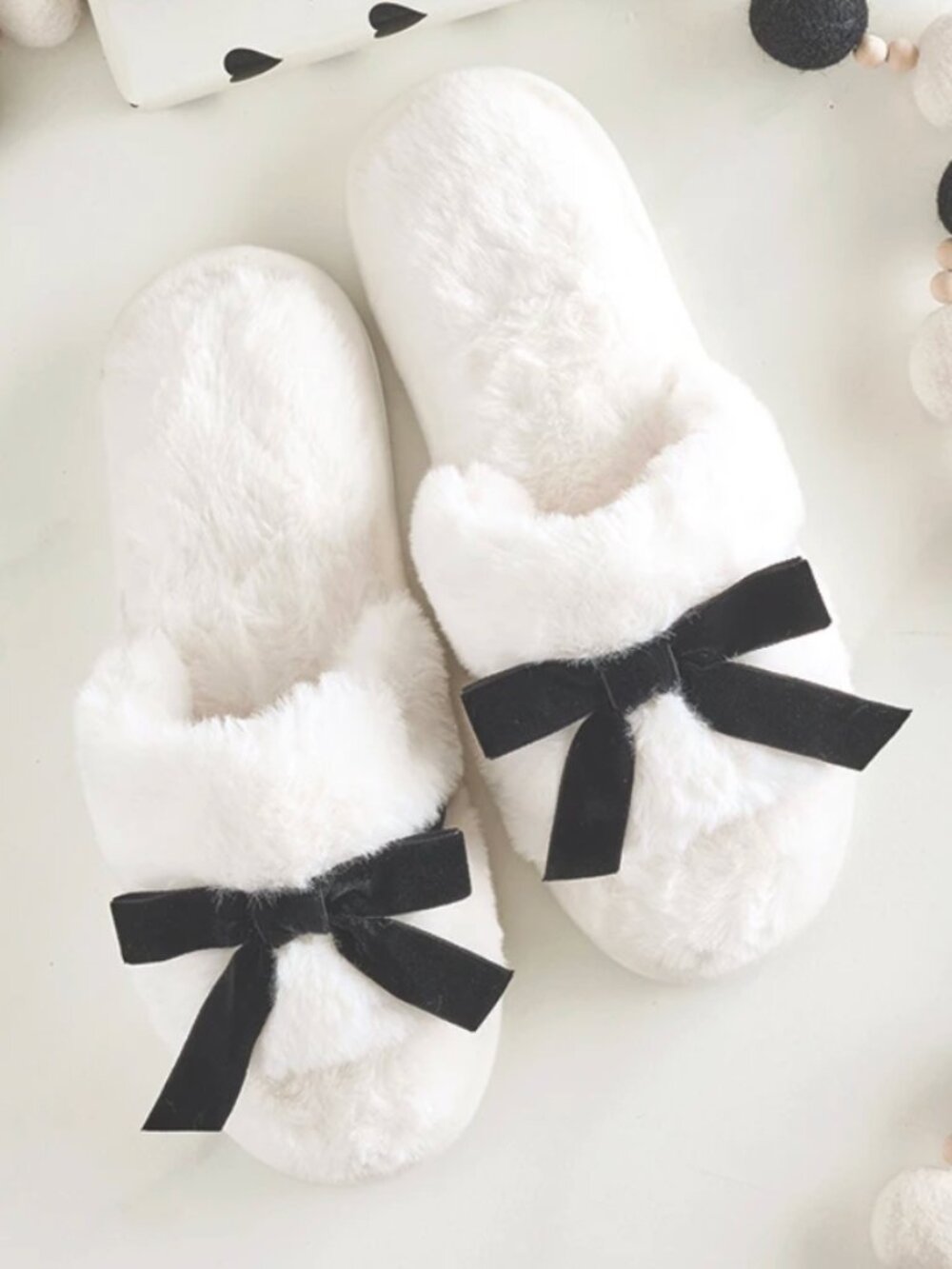 Bella Sleep & Spa Plush Velvet Bow Slippers